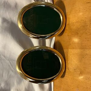New.  Nice set of 2 Solid Brass 3.5”-5” oval picture frames with glass from